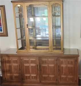 Vintage credenza with additional china cabinet top