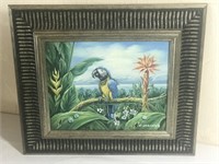 Tropical Parrot Signed Painting