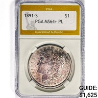 1891-S Morgan Silver Dollar PGA MS64+ PL