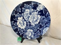 Japanese Blue & White Platter Floral Design