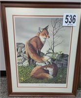Framed Artwork with Foxes