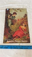 Shakers pocket knives metal sign.