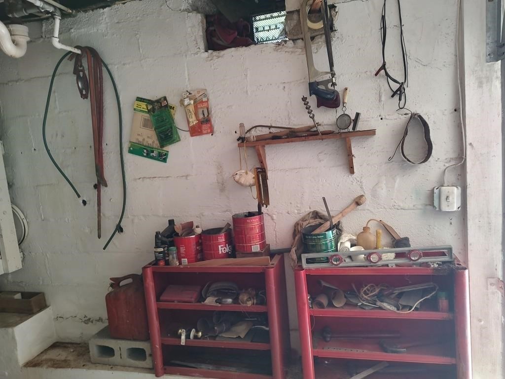 2 Metal Shelves and Contents - Read Details