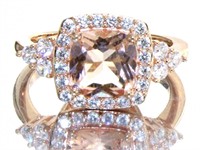 Cushion Cut 4.10 ct Morganite Designer Ring