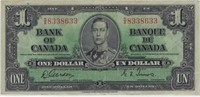 1937 Bank of Canada $1Dollar Fancy SN+Gift!! CAAD1
