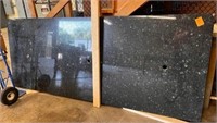 large 111” Granite solid top black, corner damaged