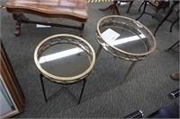 2-round tables with removeable round mirror trays