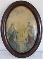 RARE CONVEX GLASS PICTURE FRAME & RELIGOUS PRINT