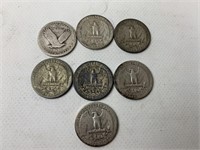 7 Silver Quarters 1 Standing Liberty 1939 1940
