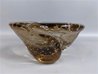 Amber Bubble Glass Bowl