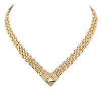 Givenchy Gold Tone Rhinestone V Necklace