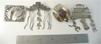 4 Sterling Silver Brooches