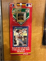 JOSE CANSECO, RARE ! 1991 M.V.P. PIN WITH CARD