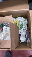 Boxlot mugs currier Ives pie plate, crafts