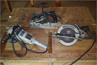 3 power tools: Rockwell grinder, B&D worm-drive sa