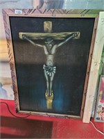 Vintage Velvet Jesus Painting 39" x 29"