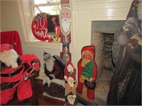 4 Assorted Painted Wood Santa Claus Figures