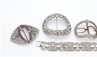 Antique paste buckles & bracelet group