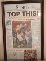 Framed Commercial Appeal sports page dated