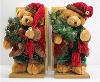 Pair Vtg Homespun Creation Holiday Bears w Box