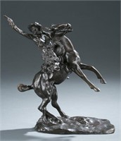 "Smoking Up" After Charles Marion Russell, Bronze.