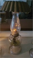 Old lobed oil lamp w antique metal canopy