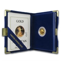 1990-p 1/10oz Pf American Gold Eagle W/ Box & Coa