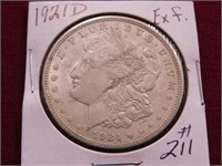 1921D Morgan Silver Dollar - Ex. Fine