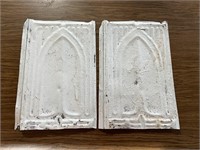 Pair Cathedral Metal Roof Tin Tiles White