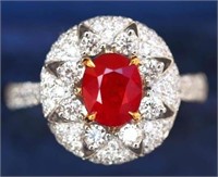 1.2ct Pigeon Blood Red Ruby Ring 18K Gold