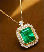 5.8ct Colombian Emerald Pendant 18K Gold