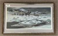 Western Trappers Artist Signed Lithograph