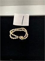 Pearl Bracelet w/ 14k Gold and Diamond Clasp