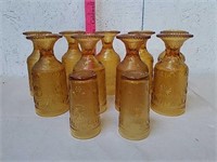 Collection of heavy amber glass drinking glasses