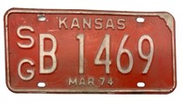 1974 Kansas License Plate