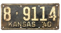 1940 Kansas License Plate