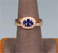 14K Rose Gold, Tanzanite & Diamond Ring