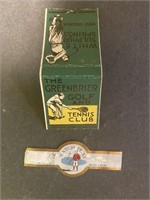 GOLF: Vintage Ephemera Matchbook, Cigar Band