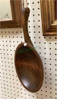 Decorative wood pan with handle and leather strap