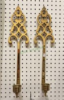 Pair of brass wall candleholders each measures