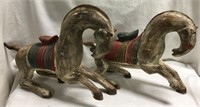 Pair Of Carved & Hand Painted Horse Figures