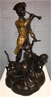 Bronze Sculpture Of Man With Dogs
