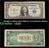 1935G $1 Blue Seal Silver Certificate Grades vf++