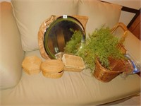 WHICKERED BASKETS; TRAY; COIN ROLLS