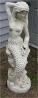 44” nude mermaid concrete garden fountain