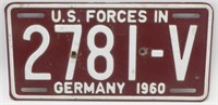 U.S. Forces in Germany 1960 License Plate