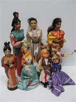 Group of dolls, includes Oriental dolls
