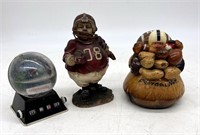 Football Nut Sculpture Signed '89, Resin Football