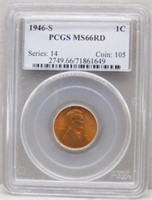 1946-S Lincoln Cent. MS66 Red PCGS.