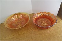 Imperial Carnival Glass Grape Bowls 8.5 & 10" DIA